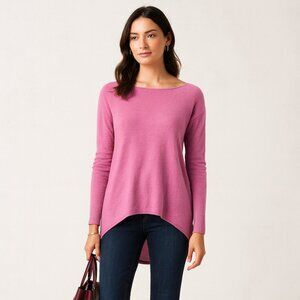 Pure Cashmere Pink Sweater Women’s 100% Cashmere Long Sleeve Hi-Low Hem Size M